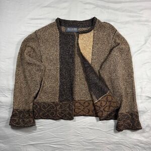 Bill Baber Open Front Knit Cardigan Handmade Scotland Brown Textured Rustic